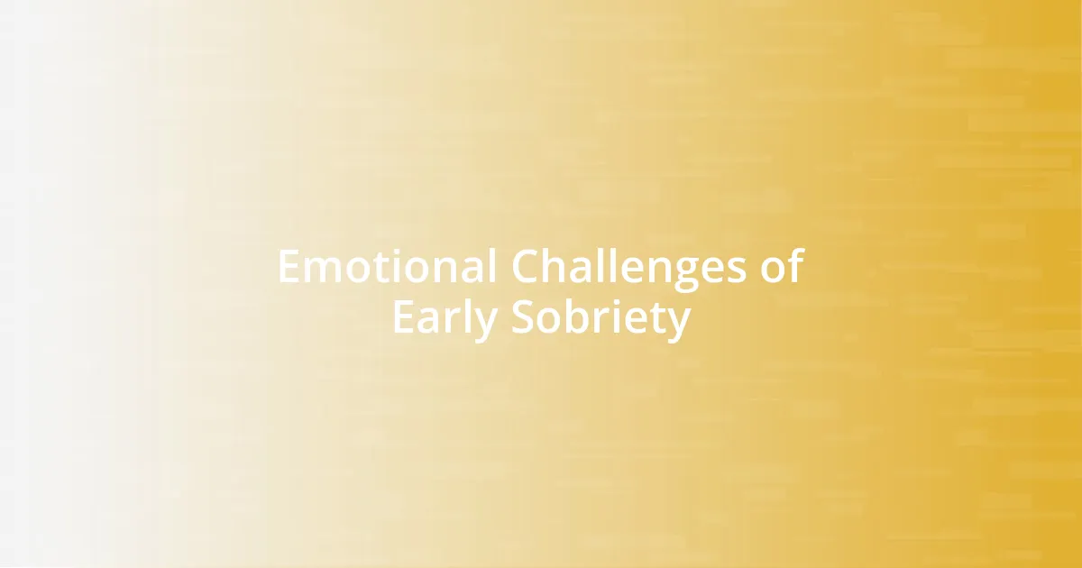 Emotional Challenges of Early Sobriety