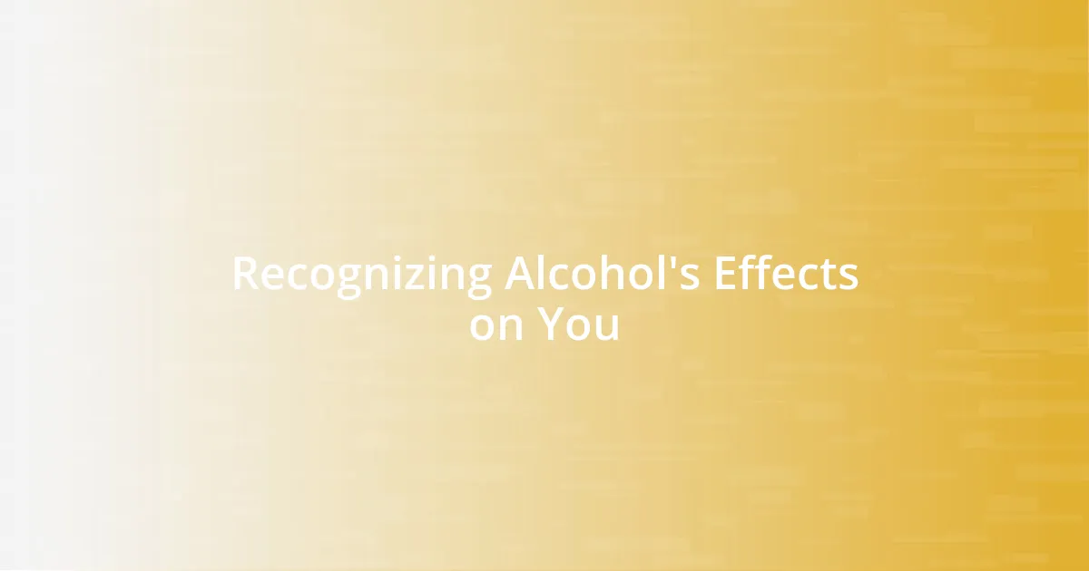 Recognizing Alcohol